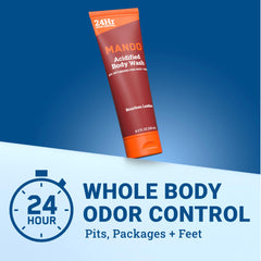 Close-up of the pump on Mando Odor Shield for easy shower use.