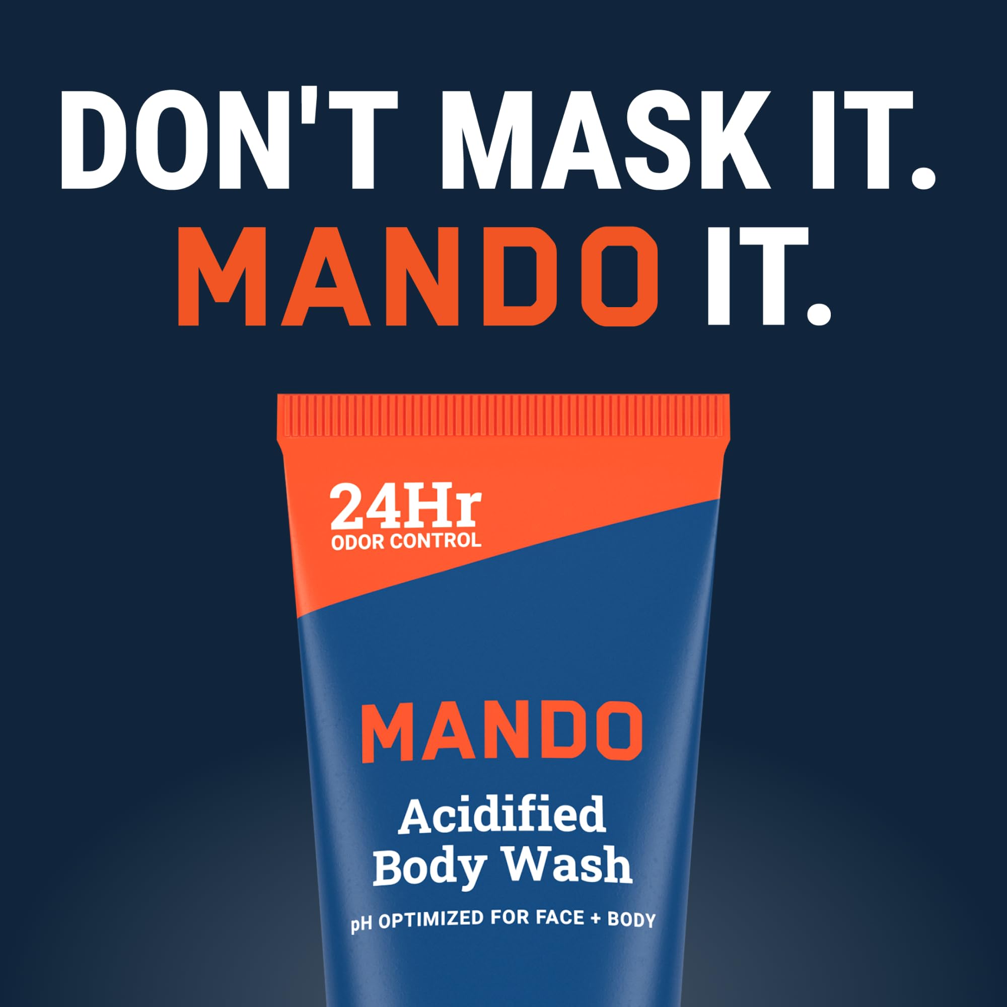 Mando Odor Shield packaging and skin-safe claims icon visible on label.