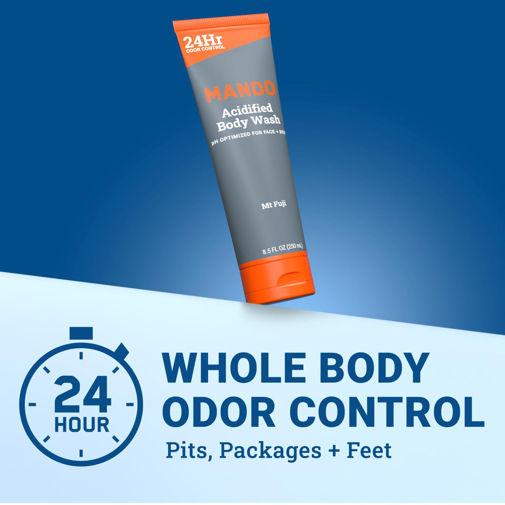 Mando Odor Shield label closeup highlights mandelic acid formula