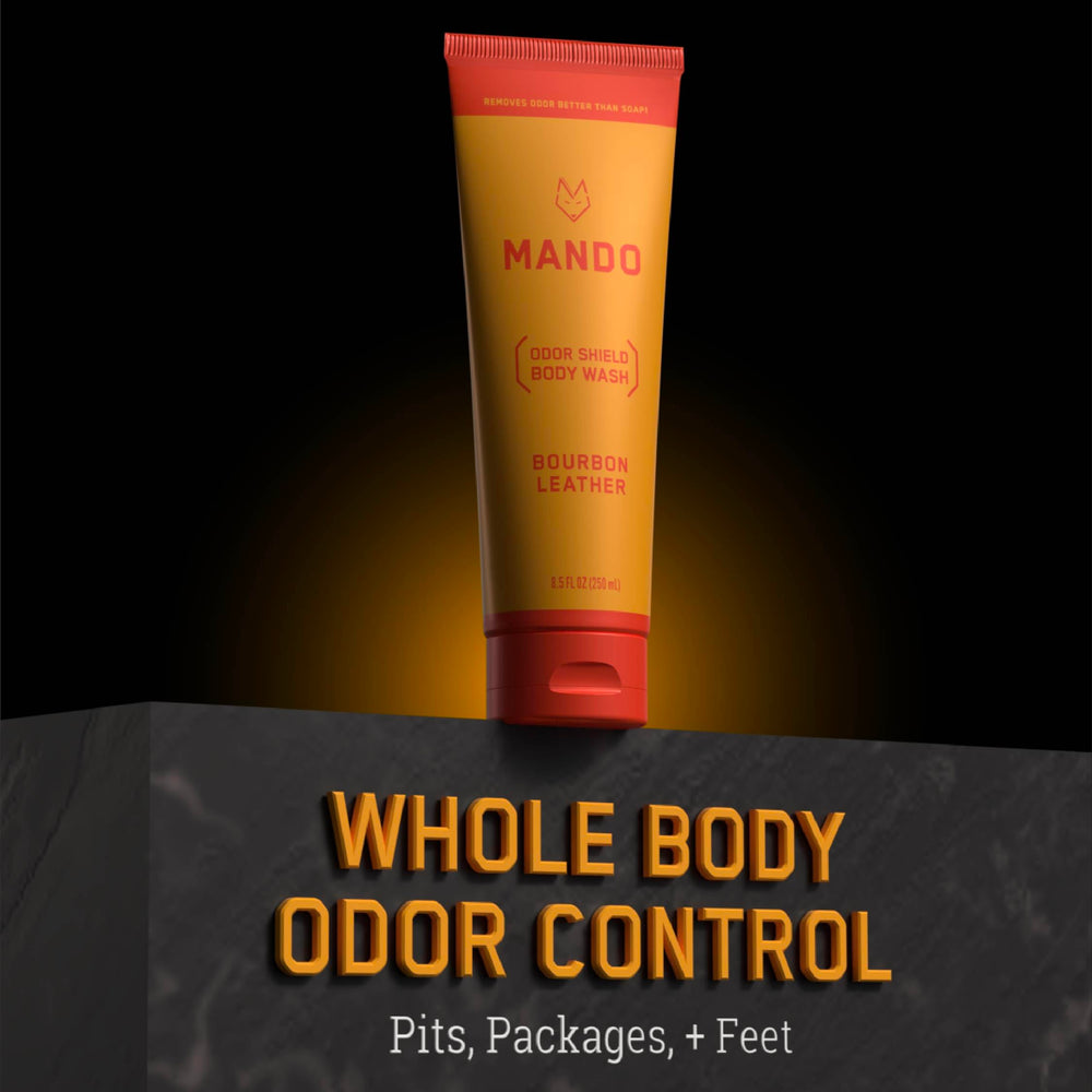 Mando Odor Shield skin-safe formulation protects odor-prone areas.