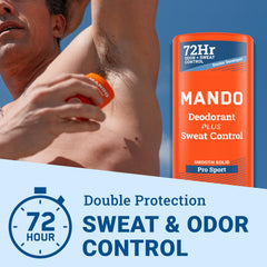 Mando Pro Sport close-up of stick texture showing smooth, skin-safe formula.