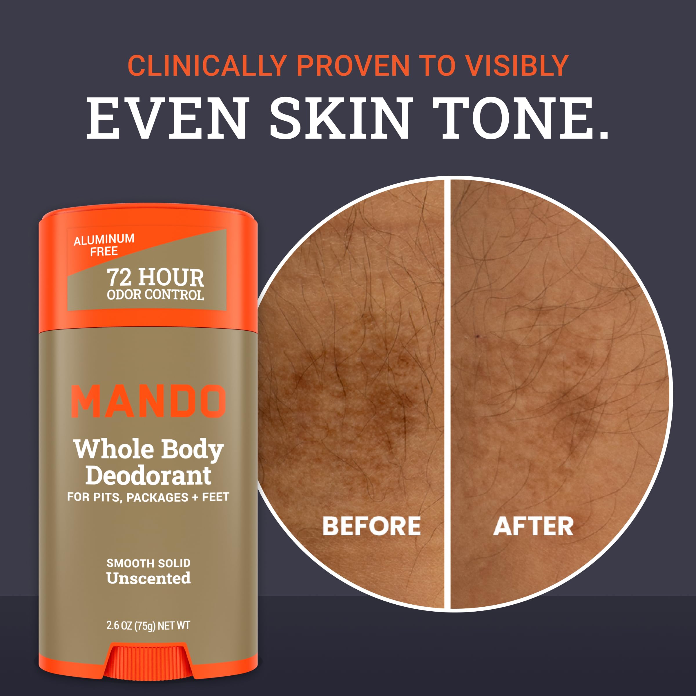 Mando Skin-safe formula image underlines a dermatologist-informed approach for external use.