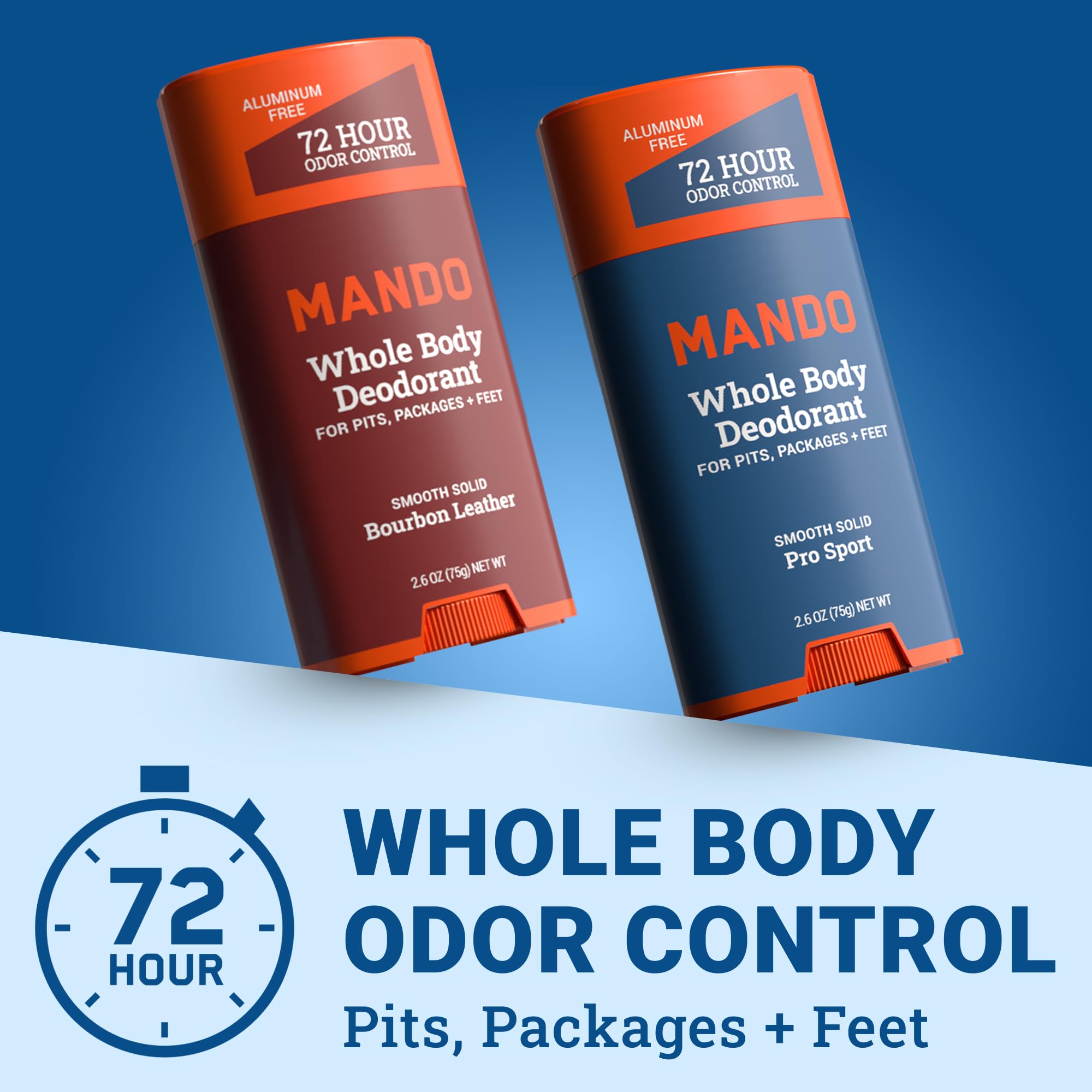 Mando Bourbon Leather stick front view offering all-day odor control