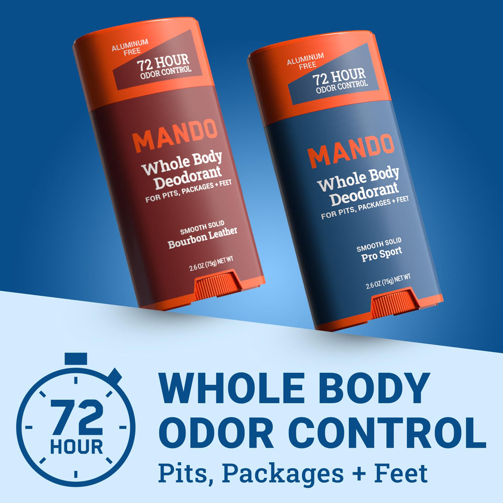 Mando Bourbon Leather stick front view offering all-day odor control