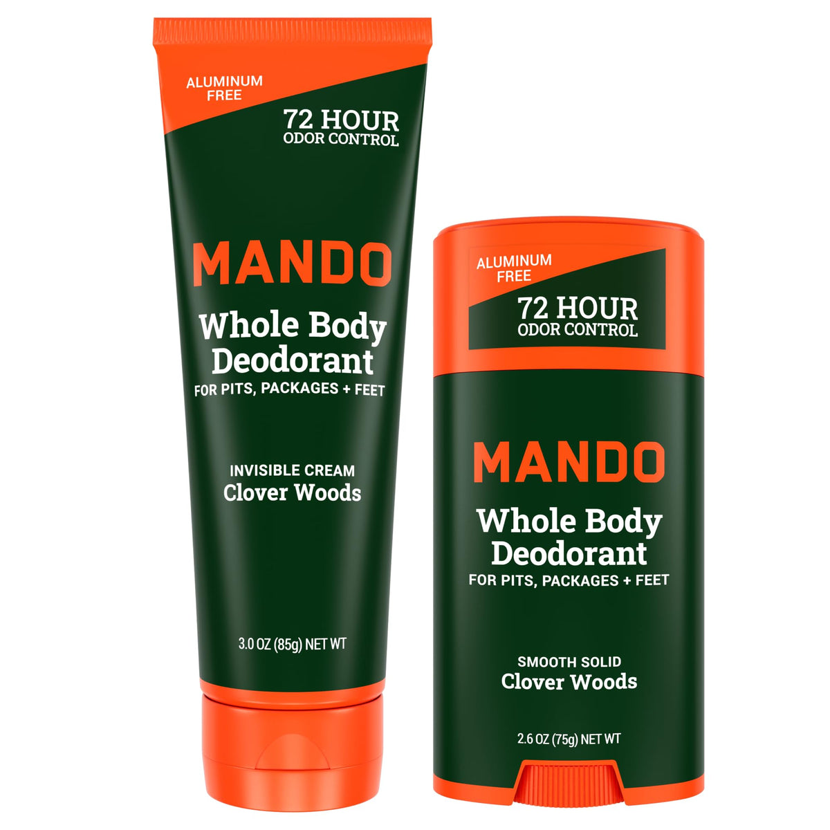 Mando invisible cream tube shows smooth, all-day odor control.