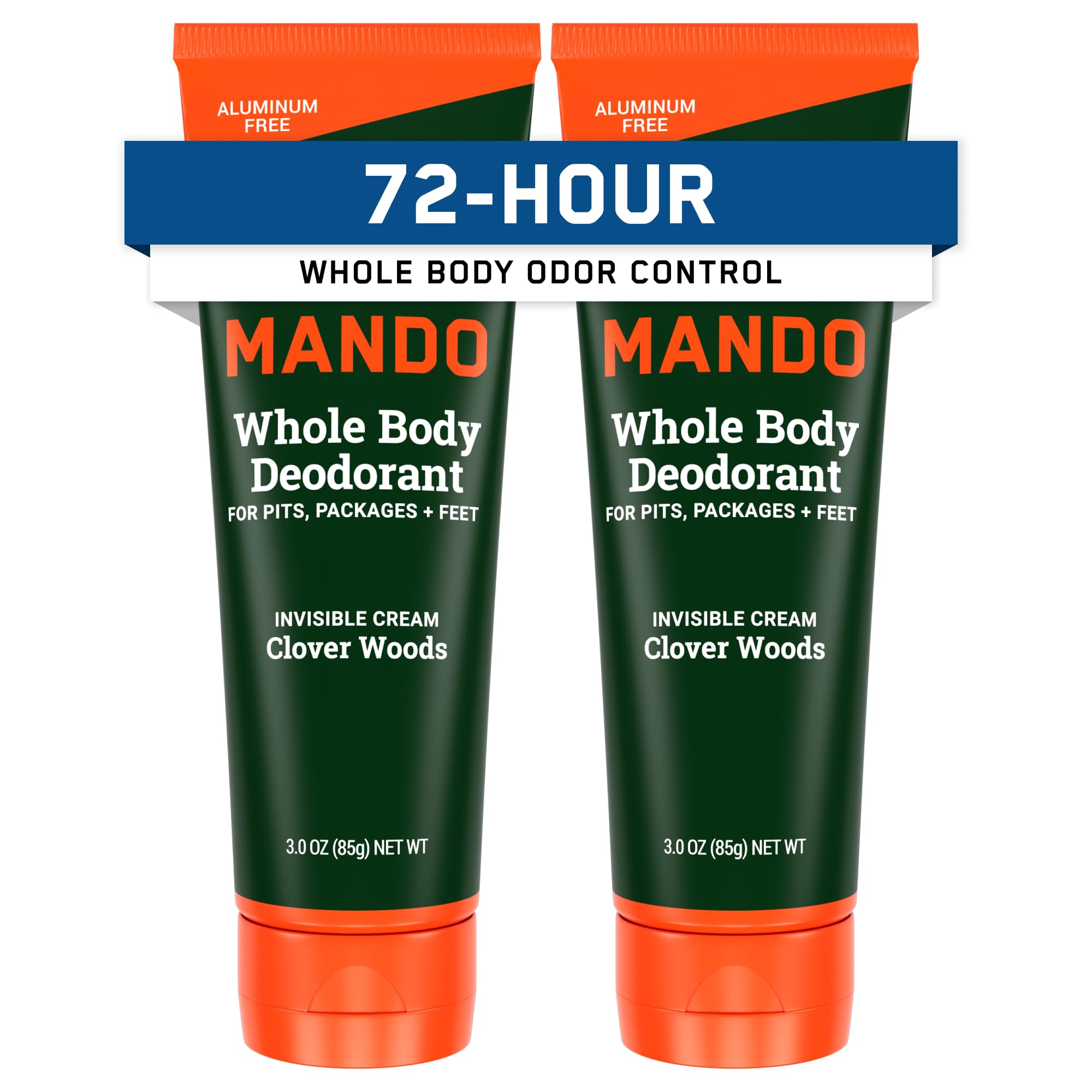 Mando Whole Body Deodorant invisible cream tube for all-day odor protection.