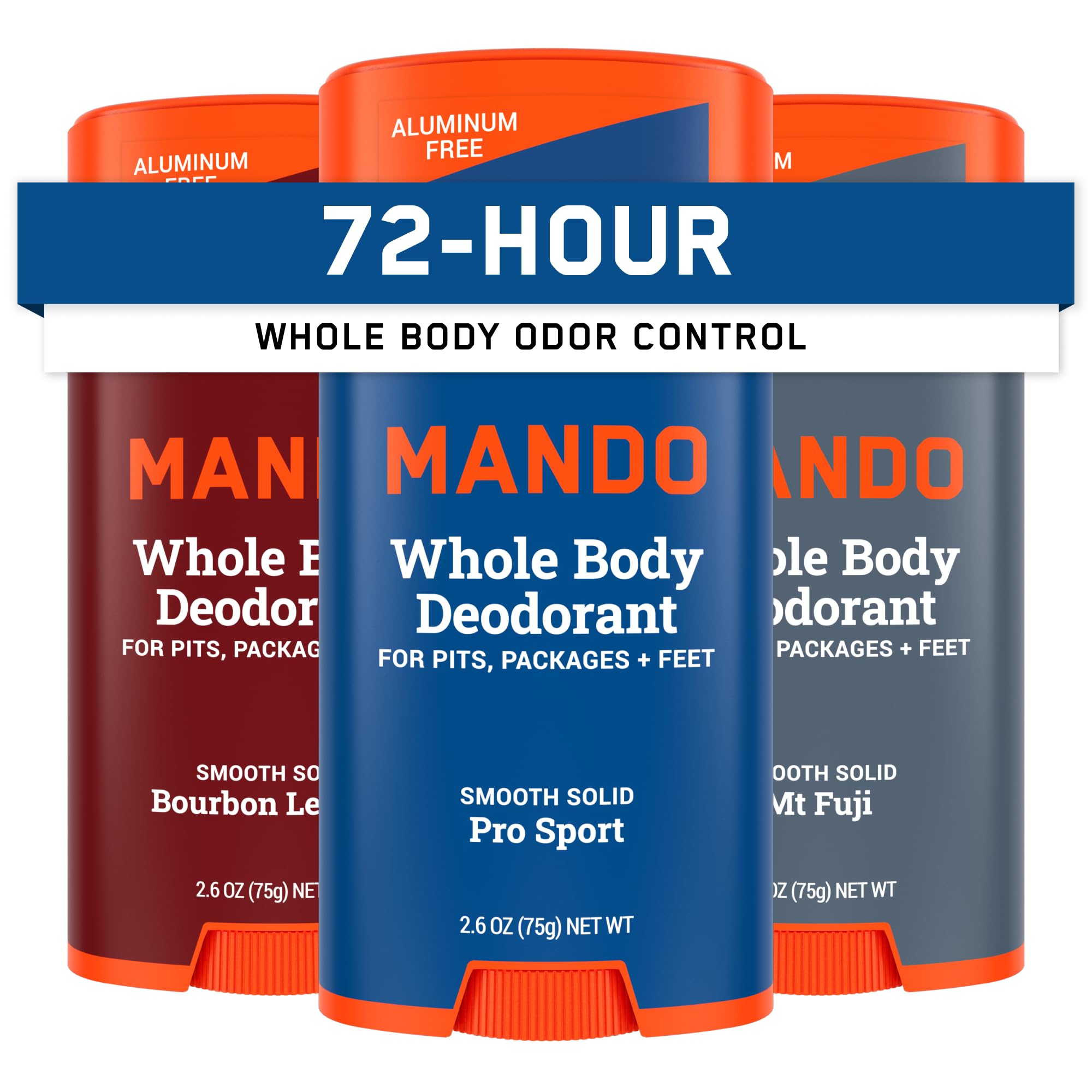 Mando Whole Body Deodorant pack-3 box shows convenient odor-control packaging for on-the-go use