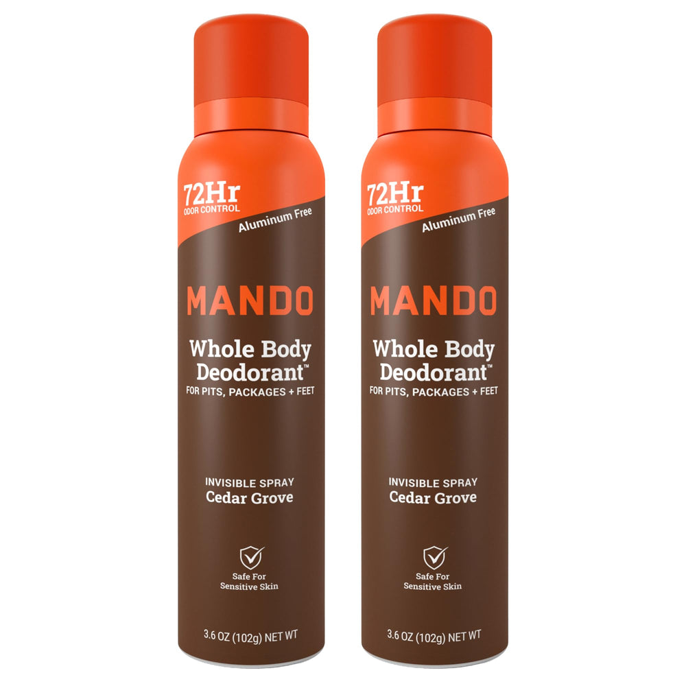 Mando Cedar Grove bottle shows all-day freshness.