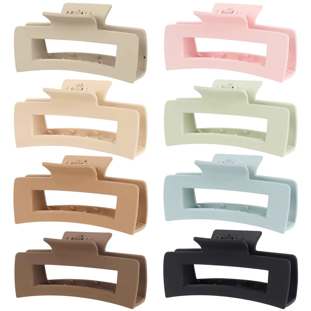 Mandydov 8-pack large matte hair claw clip provides secure, non-slip hold.