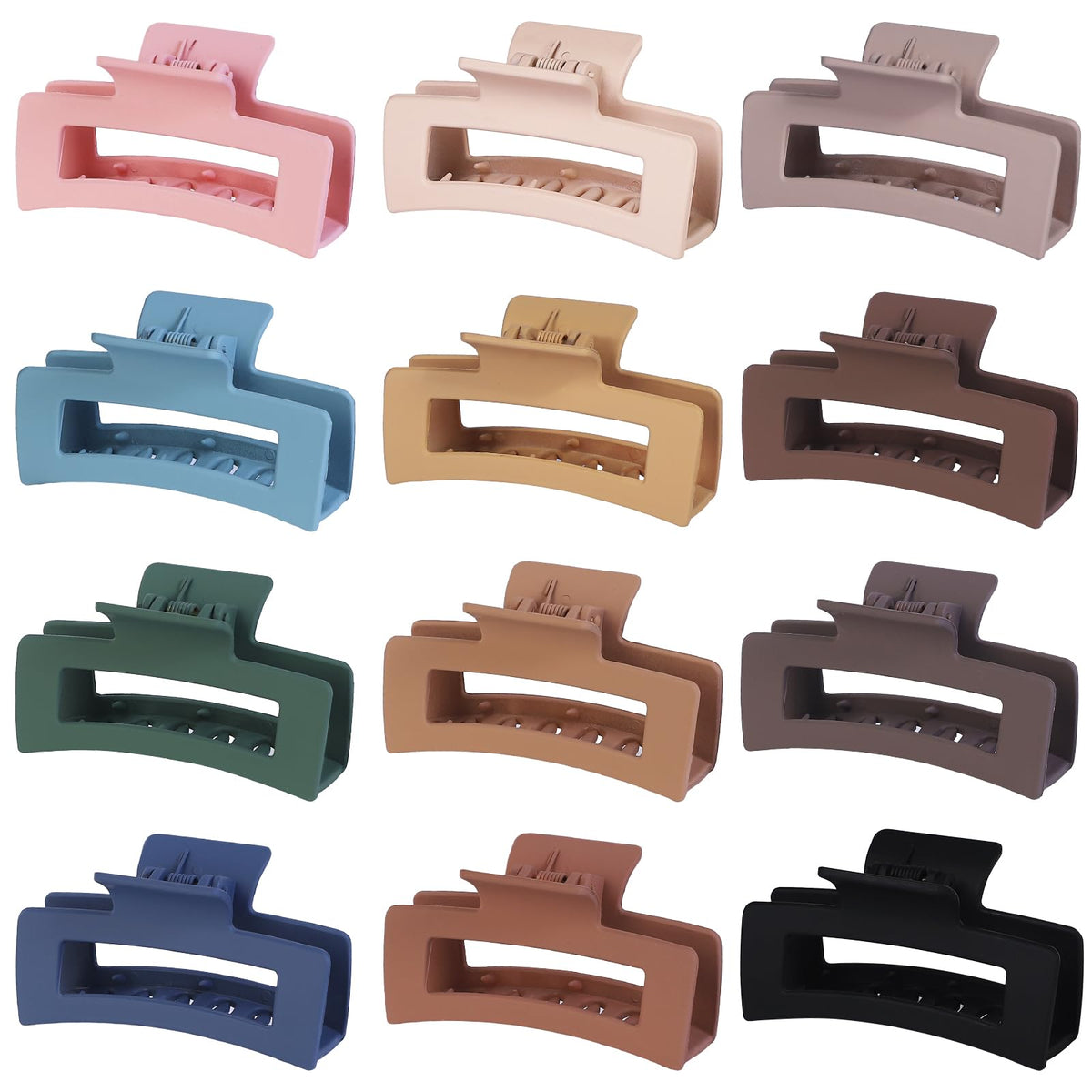 Mandydov square matte hair claw clip, 3.5 inches, secure workout-ready grip.
