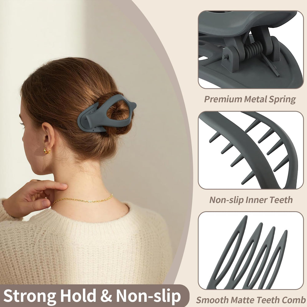 Mandydov matte finish duckbill clip prevents snagging and keeps styles neat.
