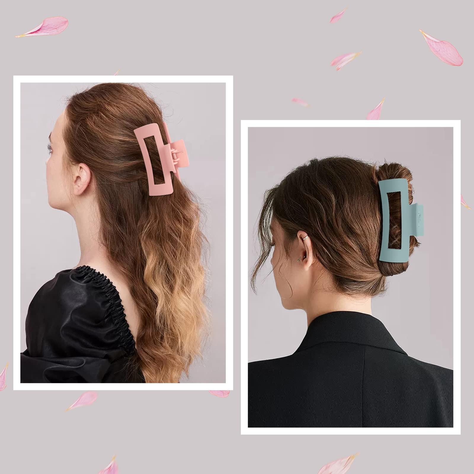 Mandydov square 4.1 inch clip in light grey for versatile styling.