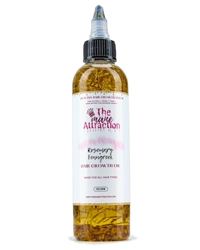 The Mane Attraction natural hair care oil packaging signaling clean, plant-based ingredients