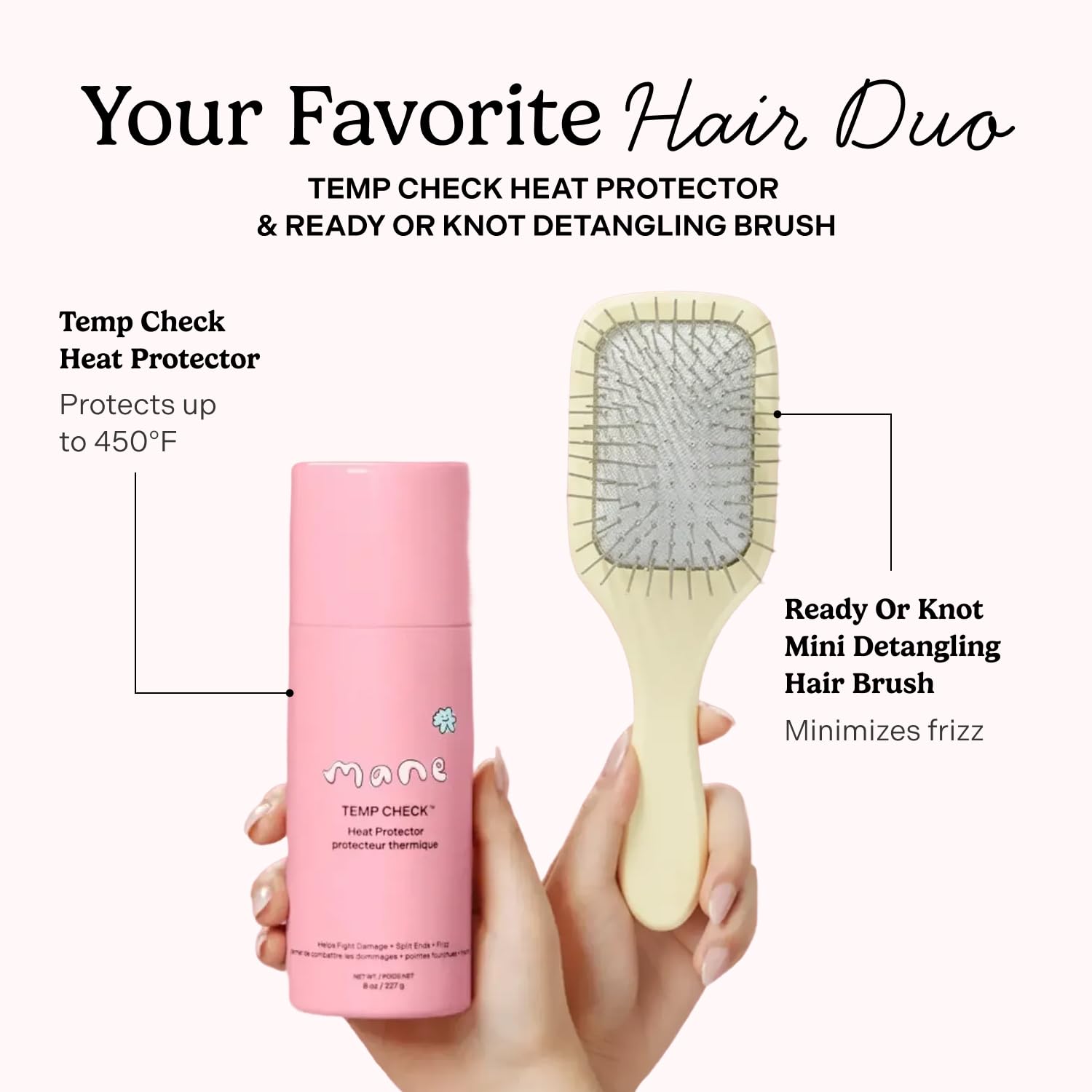 Mane Ready or Knot detangler brush back-combing curly hair for extra body.