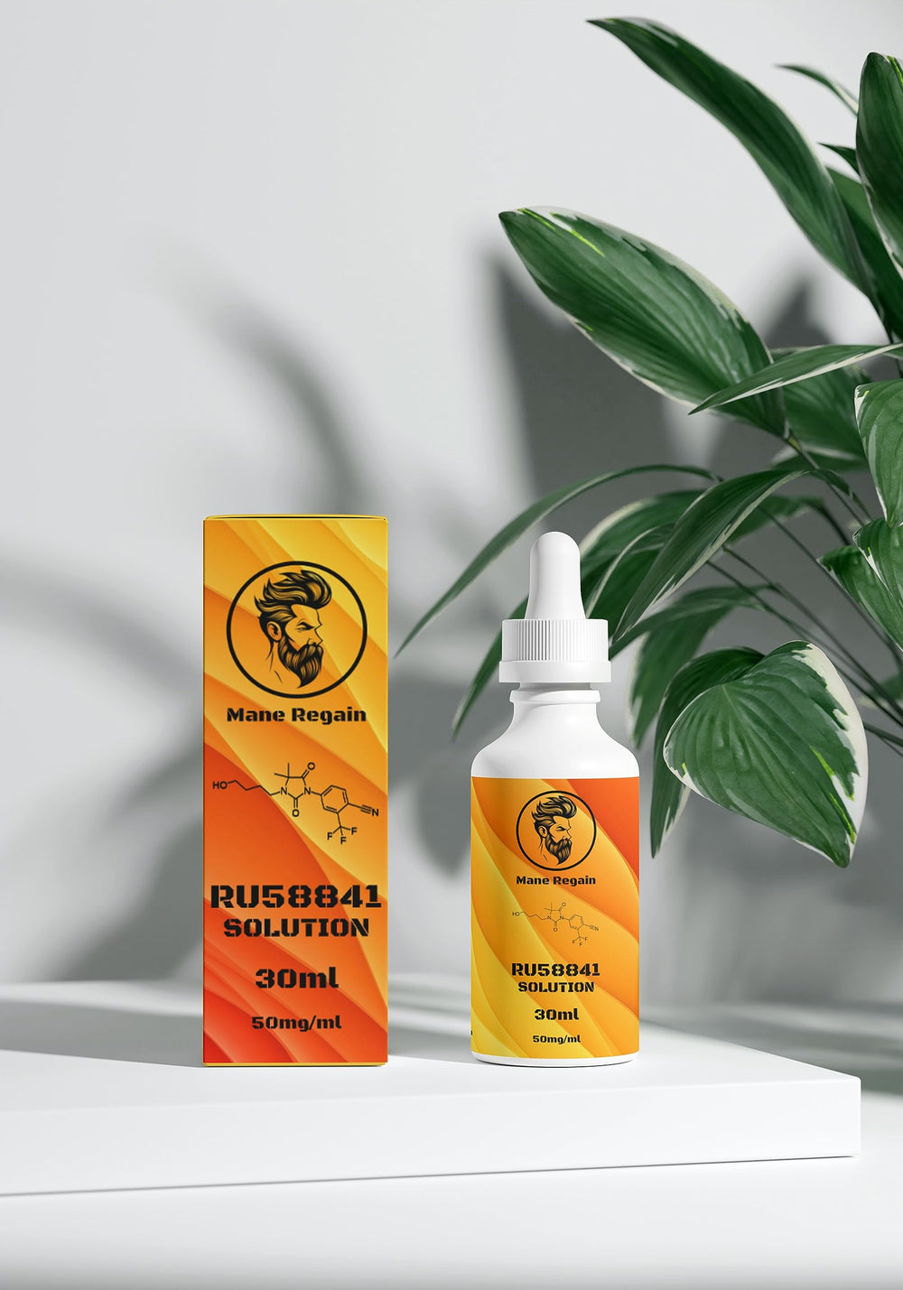 Morning scalp-care routine shown with Mane Regain on a clean shelf.