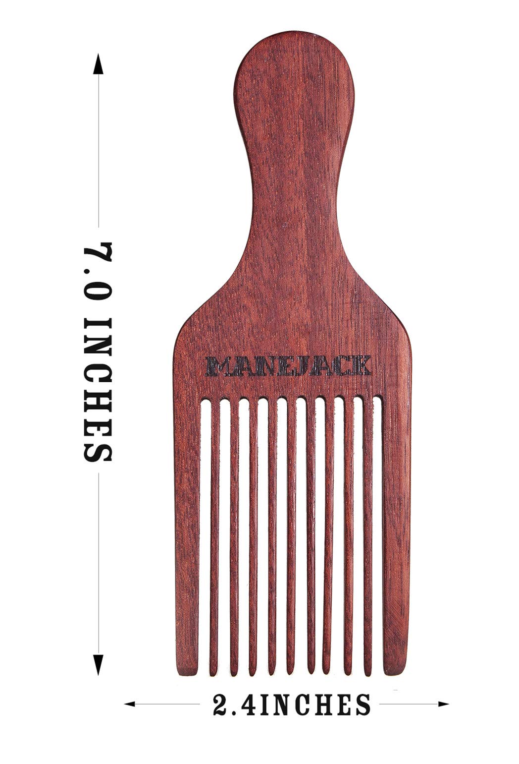 MANEJACK wooden comb used on beard for even distribution and neat styling.