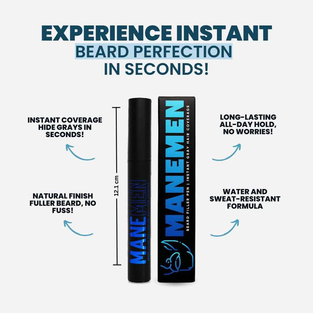MANEMEN Beard Filler Pen brush tip delivers precise coverage on facial hair.