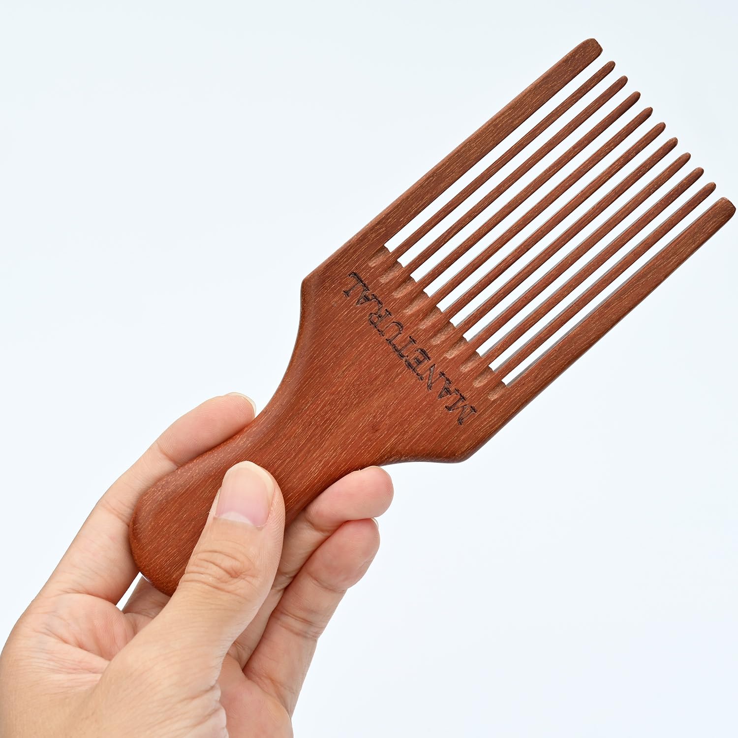 MANETURAL Beard Pick beauty-woodcraft shot showcases craftsmanship and long-lasting grooming companion.