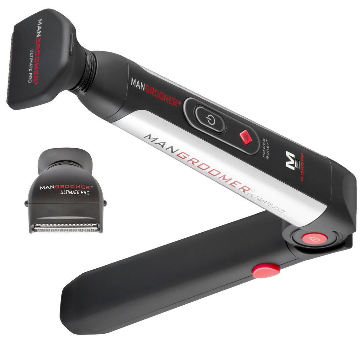 MANGROOMER Ultimate Pro back shaver with 2 heads for efficient back grooming.