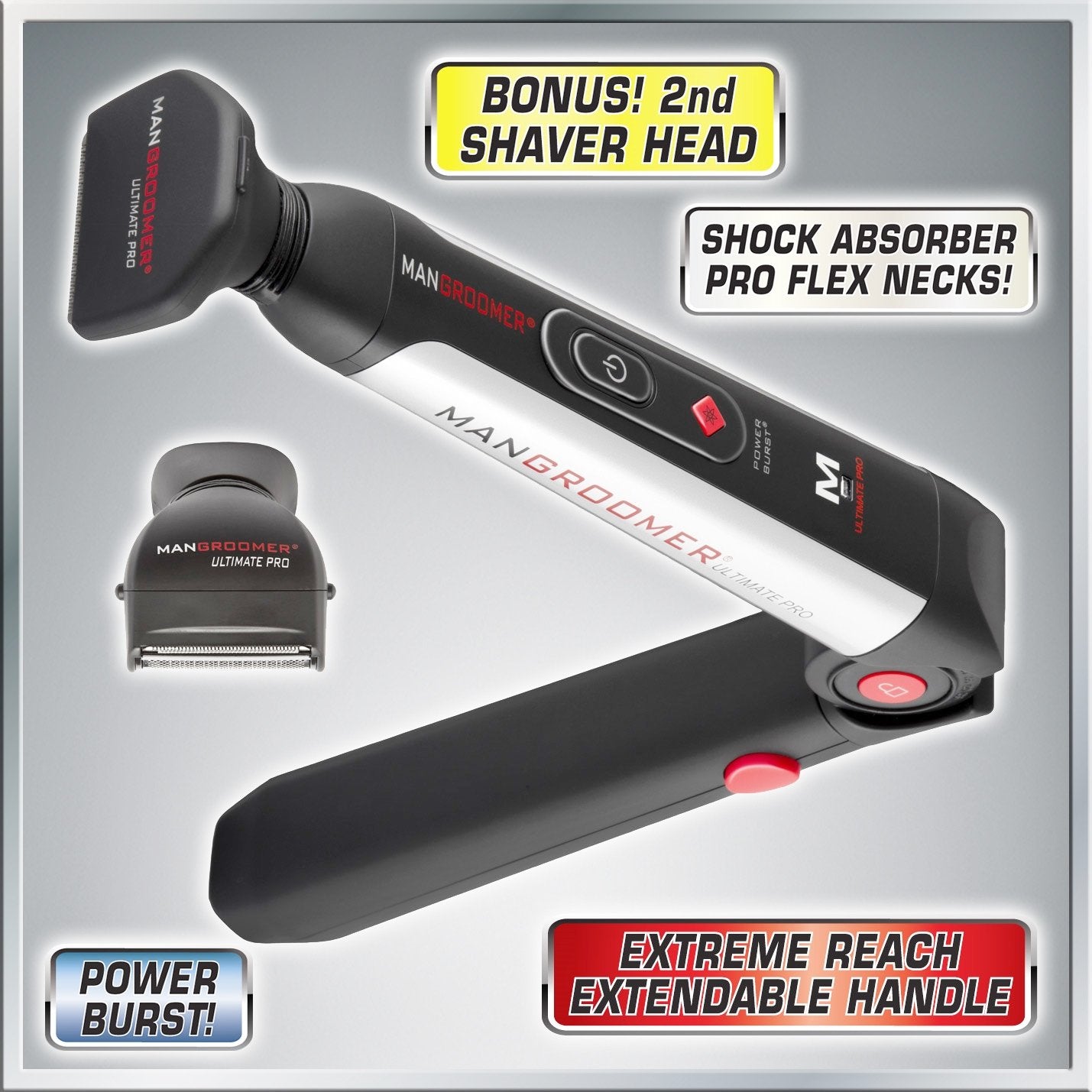 MANGROOMER Ultimate Pro back shaver water rinse for easy cleaning after use.