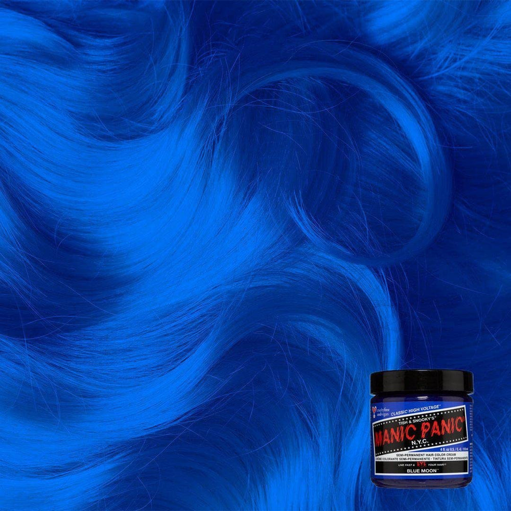 Dye pour image illustrating smooth application of Blue Moon semi-permanent color