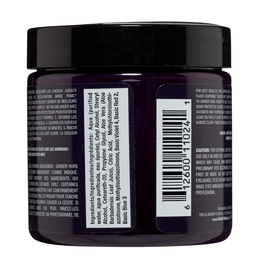 MANIC PANIC Purple Haze color swatch shows rich pigment for bold looks.