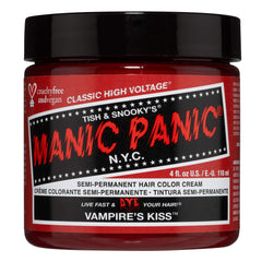 MANIC PANIC Vampire's Kiss bottle shows bold red shade for vibrant results.