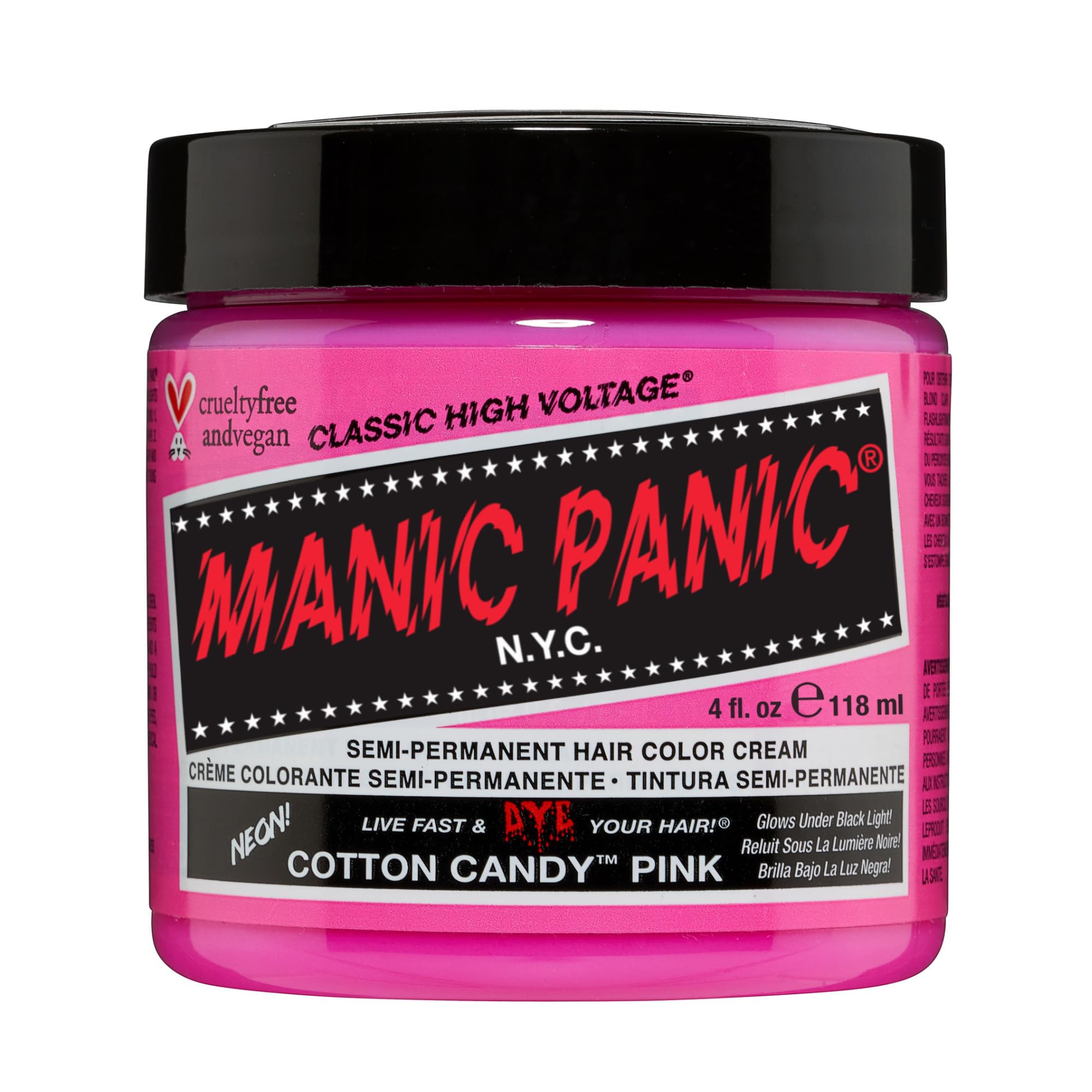 Manic Panic Cotton Candy Pink bottle pour shows easy application