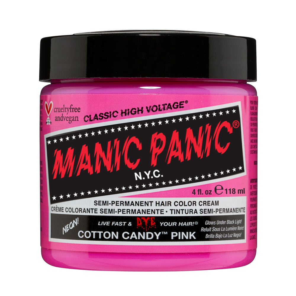 Manic Panic Cotton Candy Pink bottle pour shows easy application