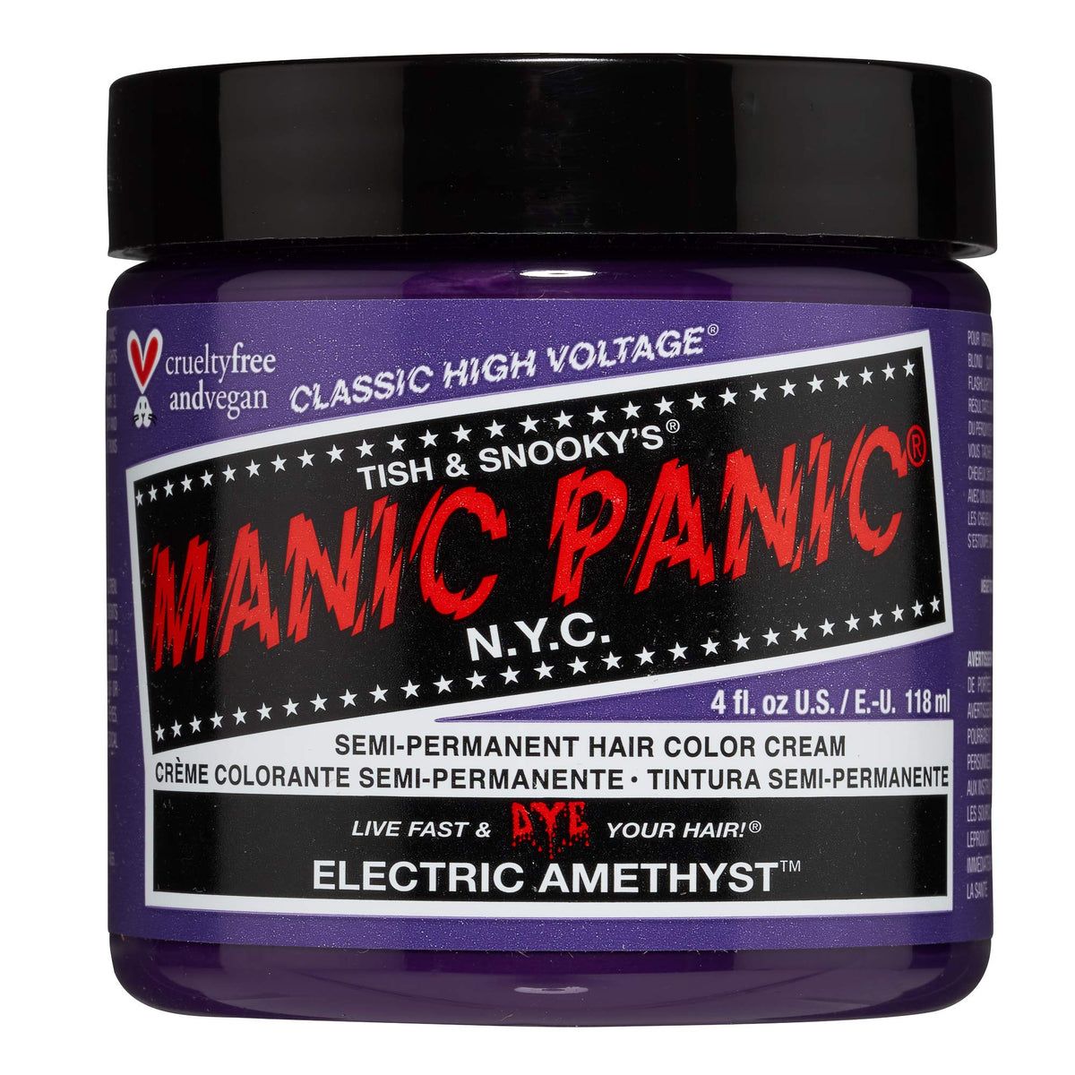 MANIC PANIC Electric Amethyst bottle pour showcases vibrant shade for DIY color transformations