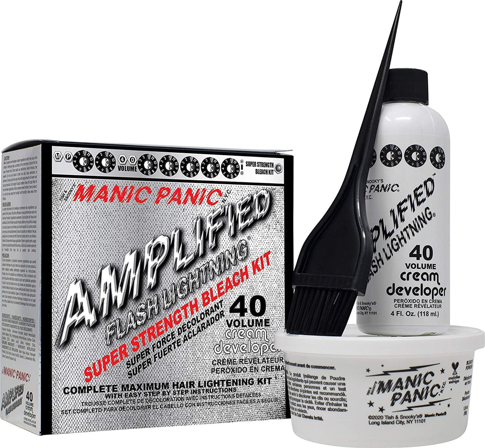 MANIC PANIC Flash Lightning developer bottle for up to 7-level lift on dark hair.