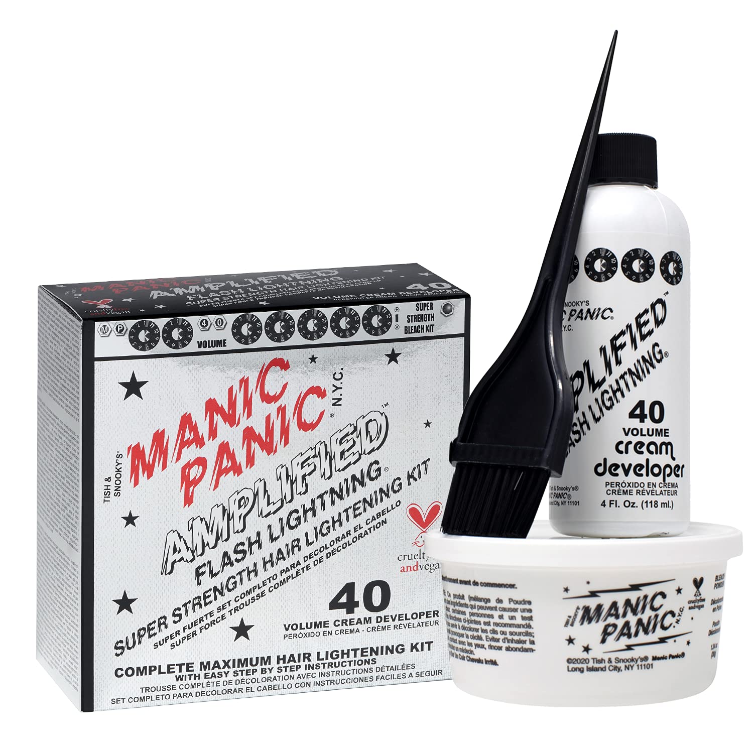 MANIC PANIC Flash Lightning instruction card with step-by-step at-home guidance.
