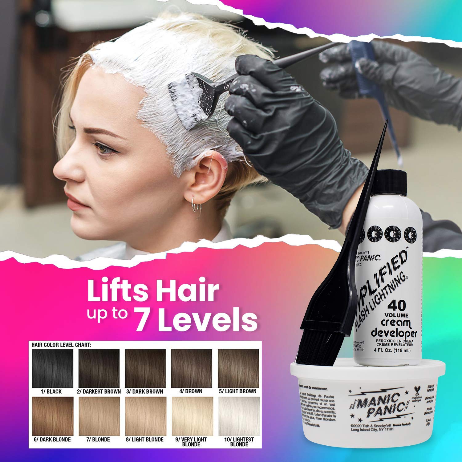 MANIC PANIC Flash Lightning mixing tub for clean, mess-free color prep.