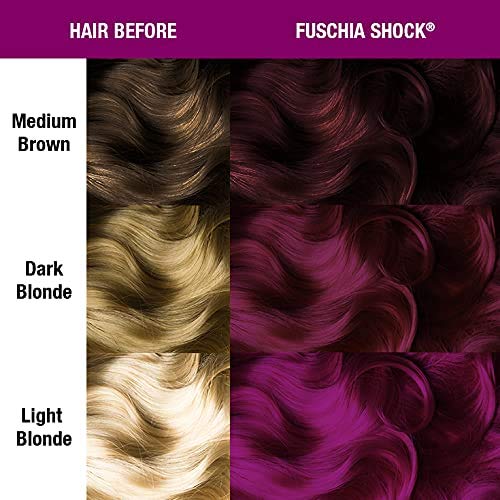 MANIC PANIC Fuchsia Shock pre-lightened hair achieves vibrant results on light blondes.