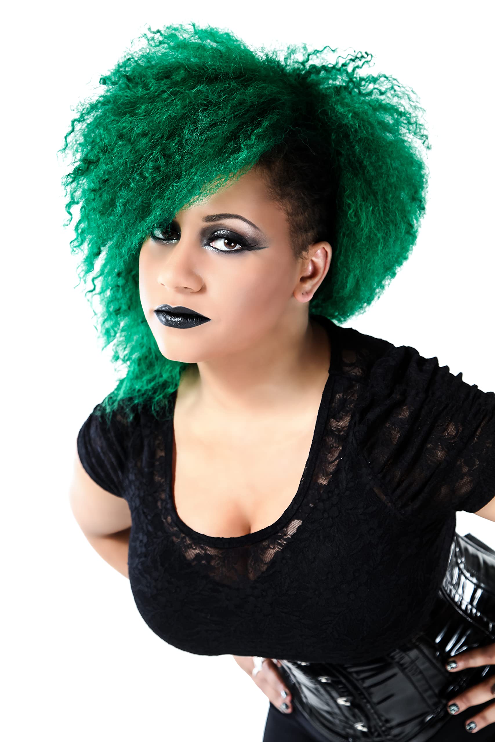 MANIC PANIC Green Envy styled hair showcases vibrant emerald shade with healthy shine.