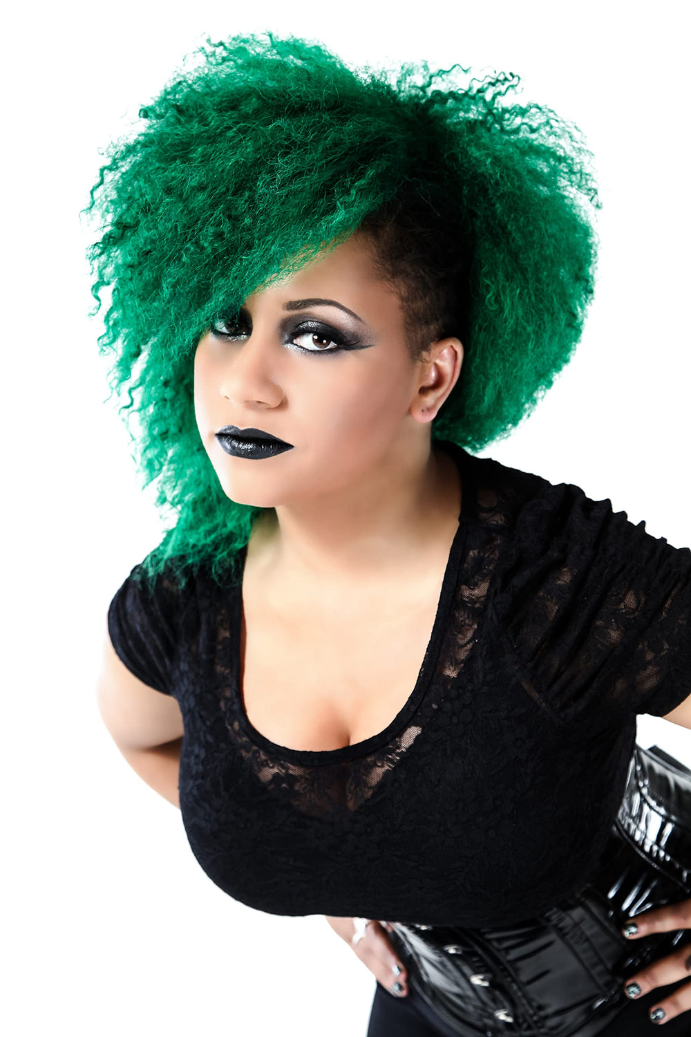 MANIC PANIC Green Envy styled hair showcases vibrant emerald shade with healthy shine.