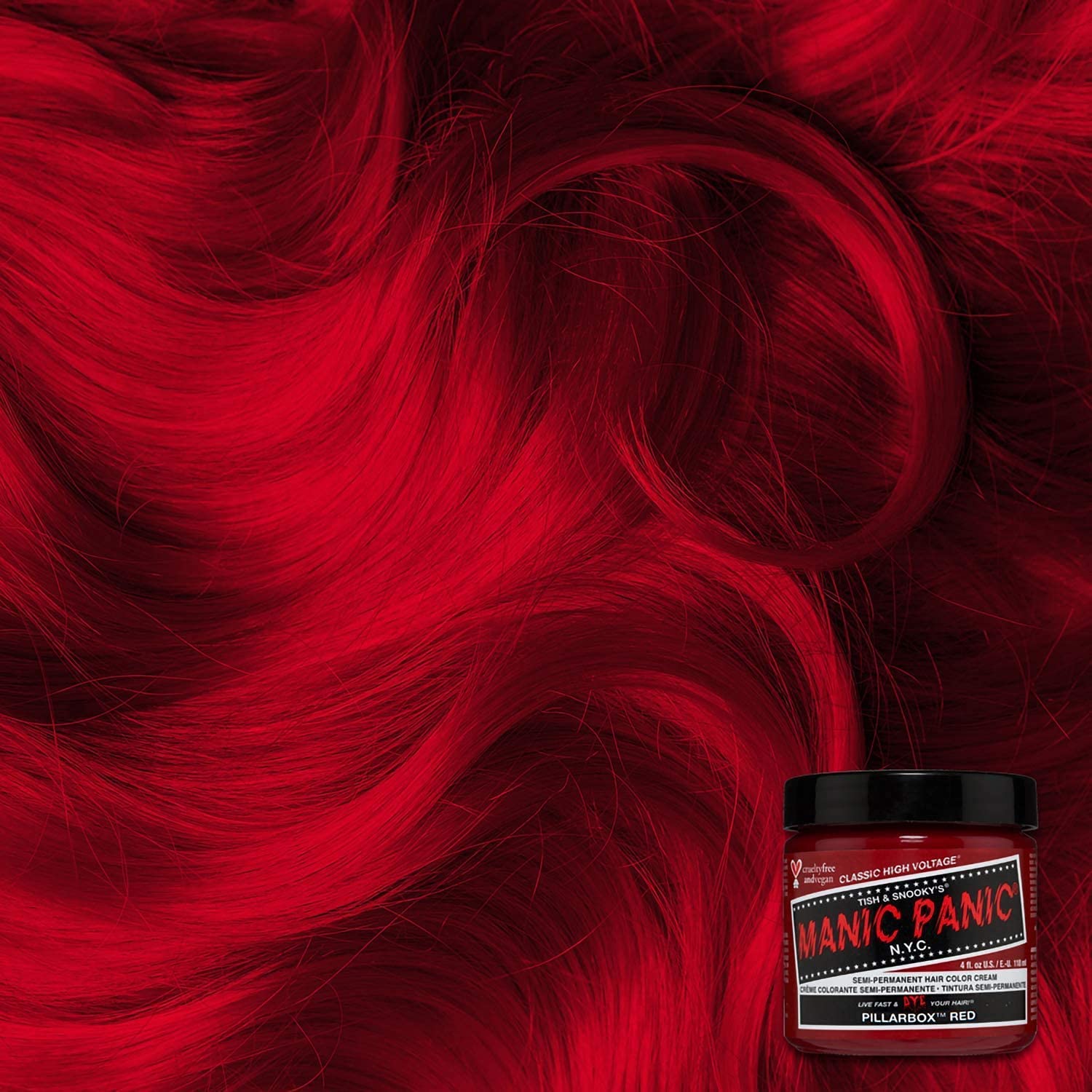 MANIC PANIC Pillarbox Red mixed with other shades for customizable hues.