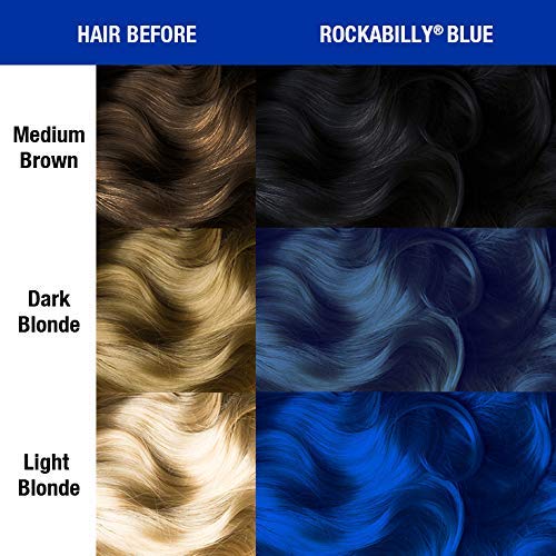 Rockabilly Blue on pre-lightened hair delivering an intense true-blue shade.