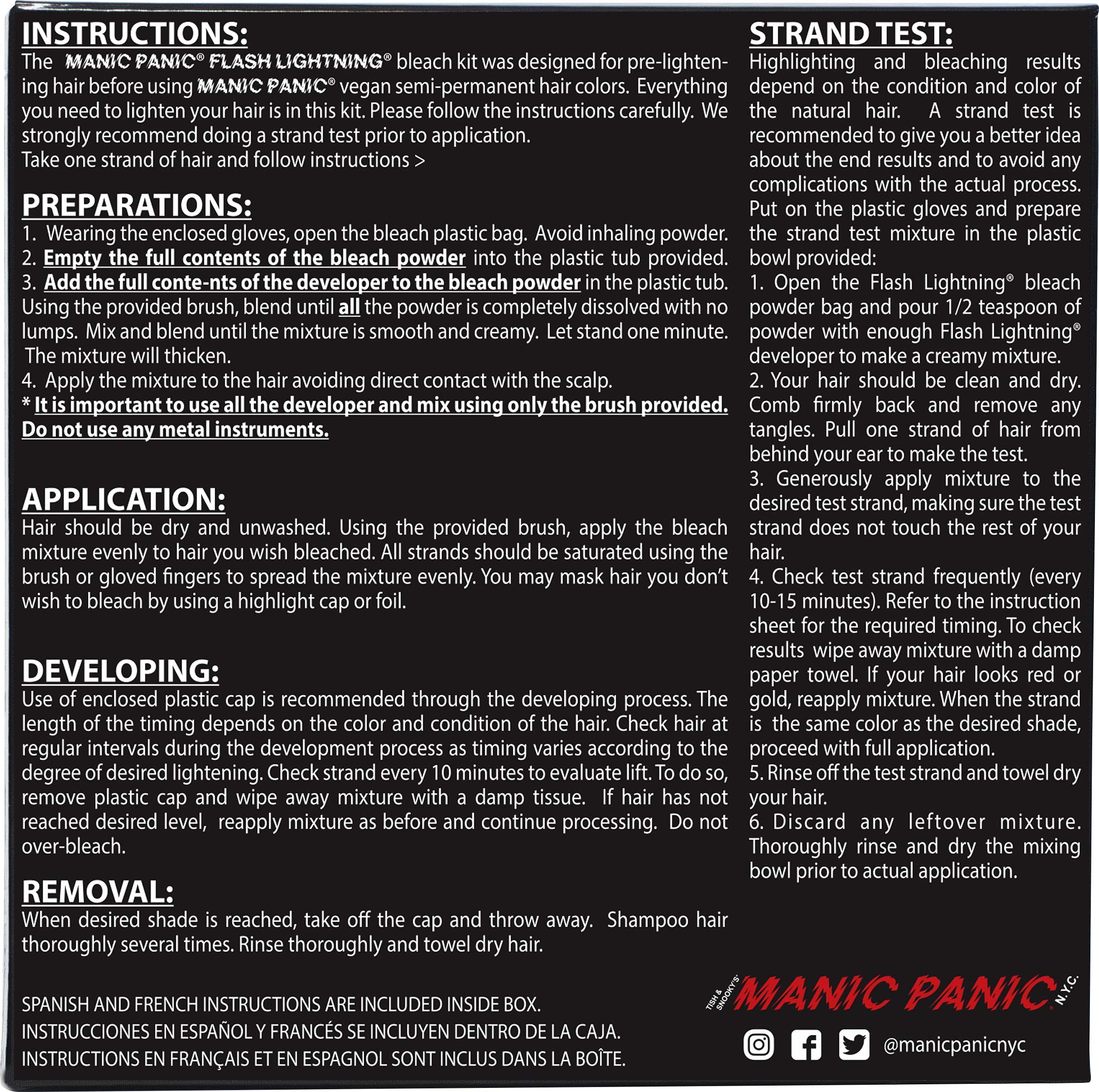 MANIC PANIC step-by-step usage guide for easier at-home bleaching.