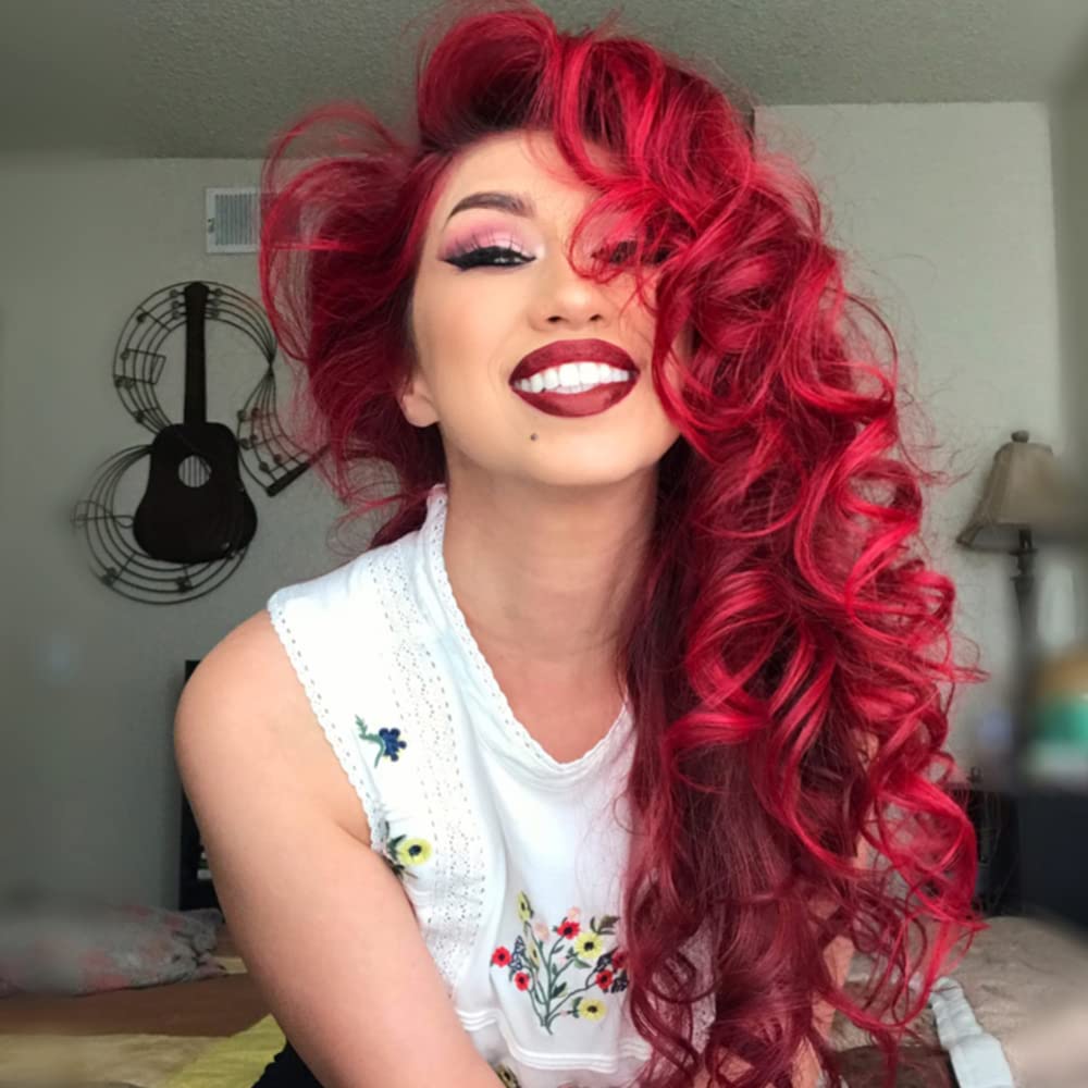 Pre-lightened hair shows brighter Vampire Red tones