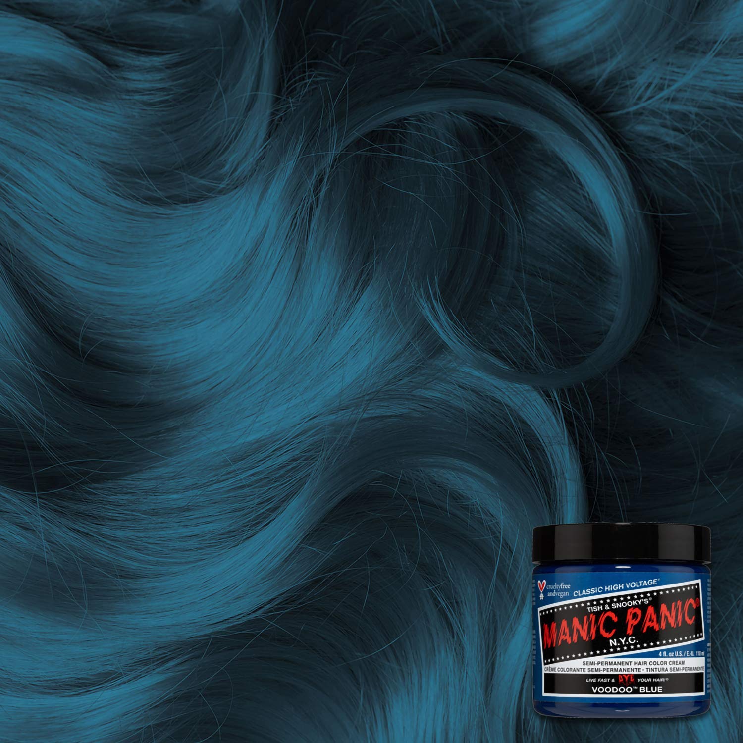MANIC PANIC Voodoo Blue mix potential for personalized shade creation.