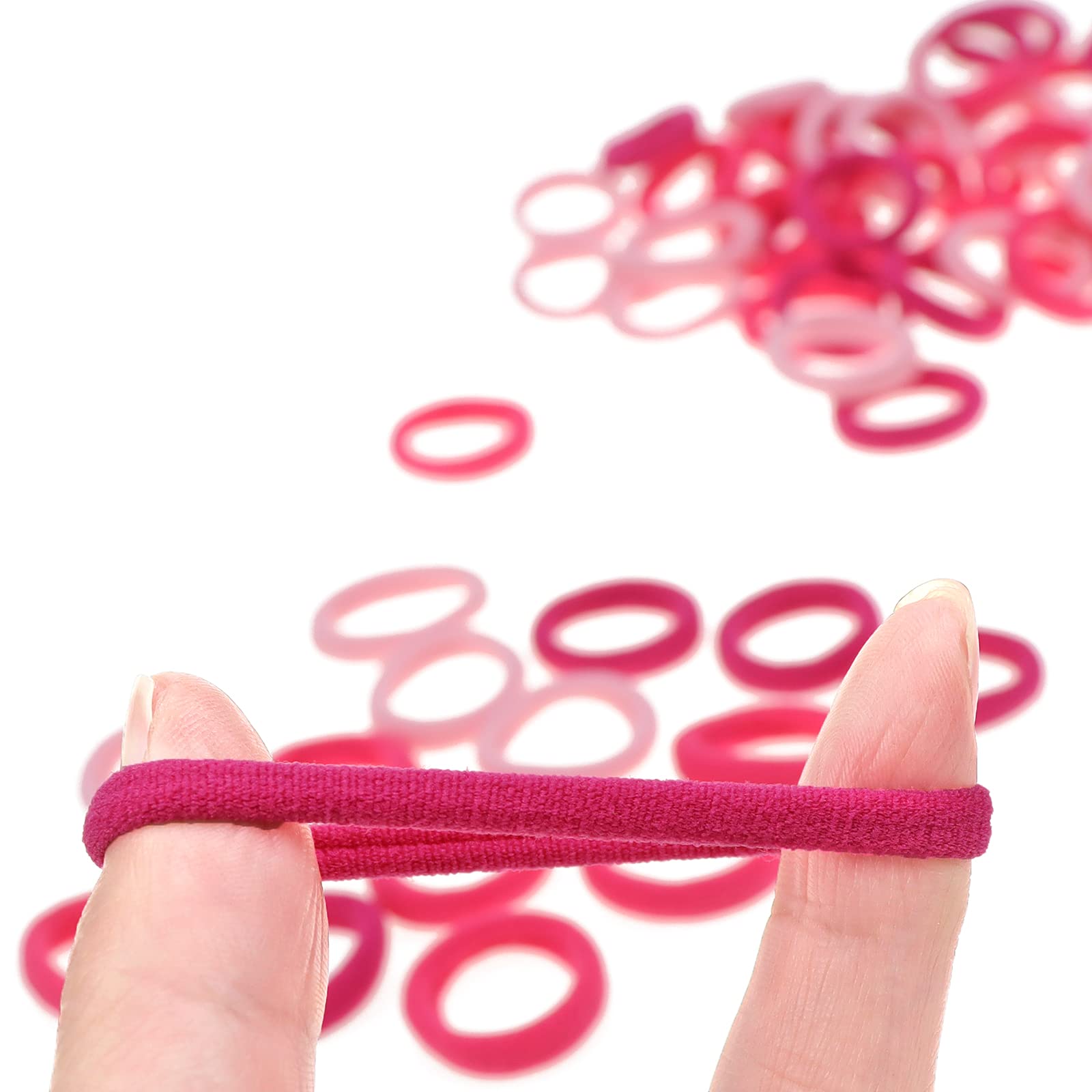 manipepe pink seamless hair ties with soft material to prevent creases and tangles.