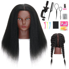 MannequeenHead 16-inch real hair braiding head for practice and skill-building.