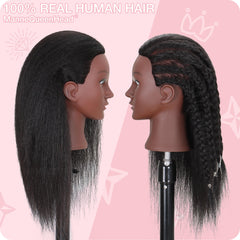MannequeenHead sterilized real hair ensures safe, clean hair practice.