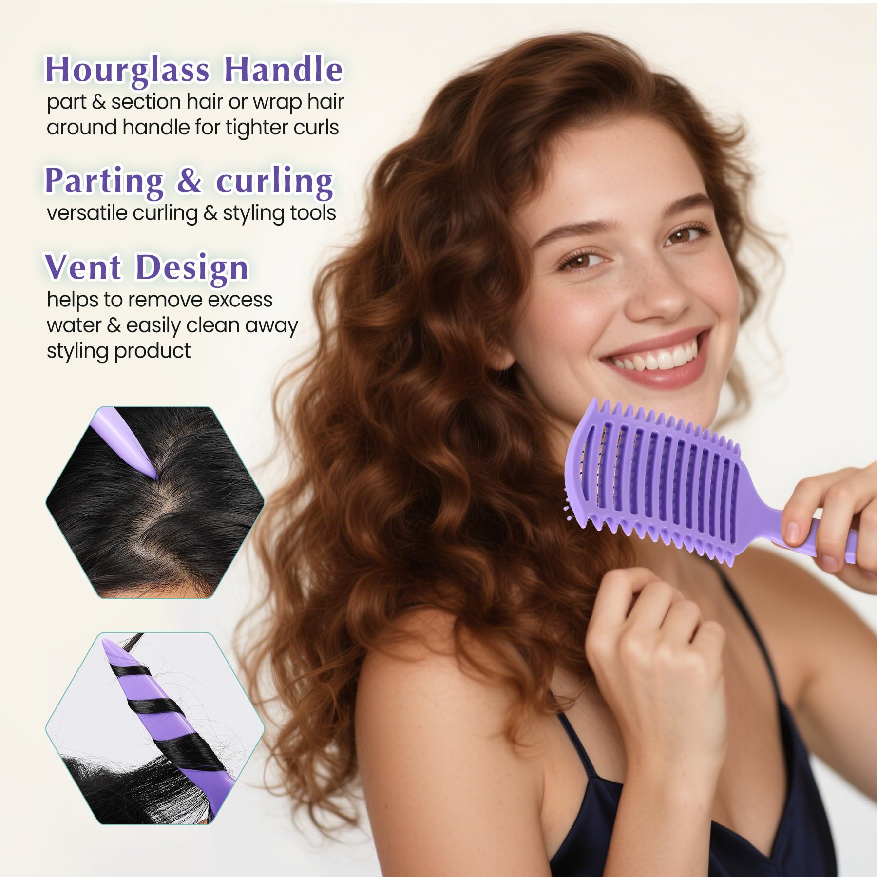 Manrator Curl Defining Brush specialized teeth for even parting