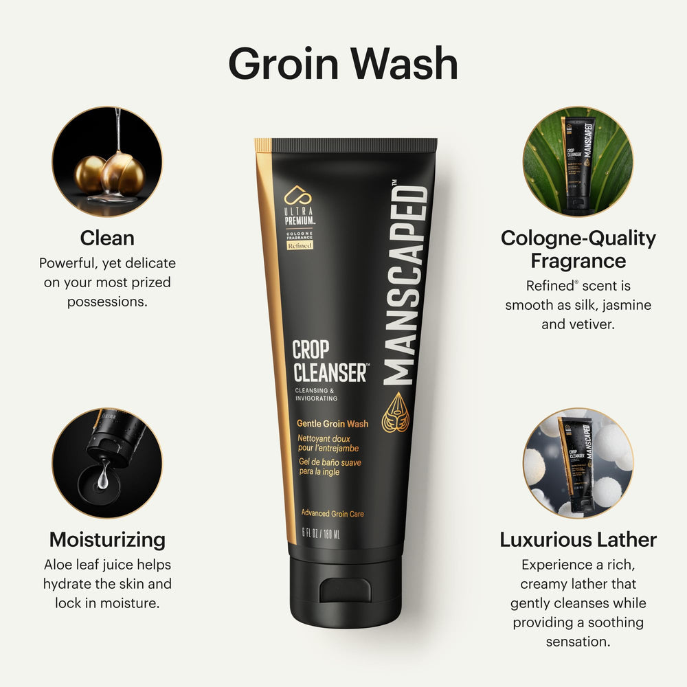 MANSCAPED Crop Cleanser: aplicación fácil con toalla para eliminar residuos tras el recorte.