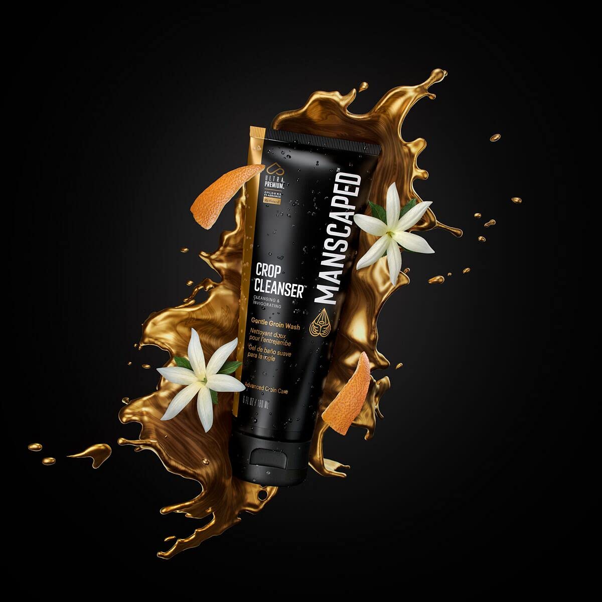 MANSCAPED Crop Cleanser: fórmula vegana y envase práctico para cuidado diario.