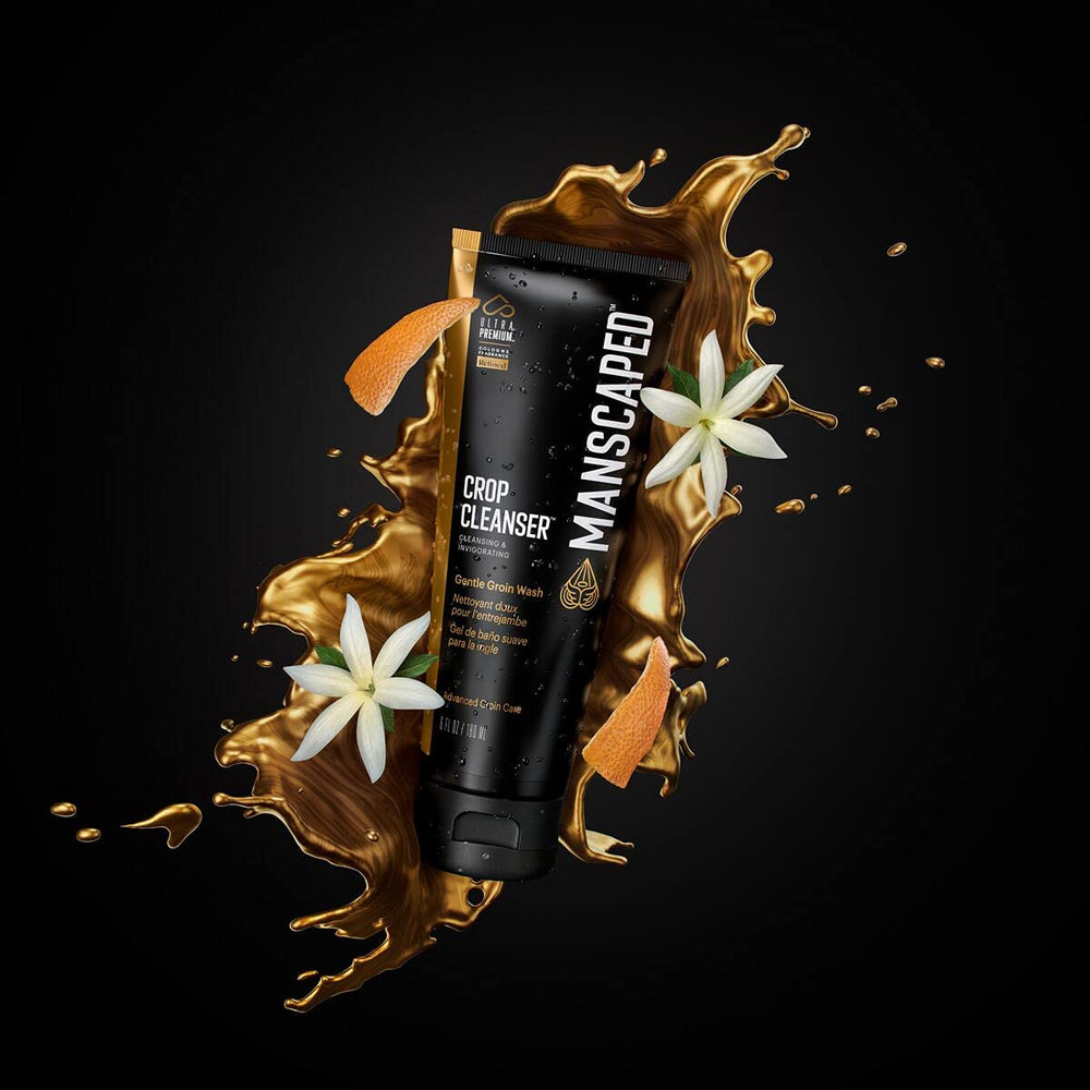 MANSCAPED Crop Cleanser: fórmula vegana y envase práctico para cuidado diario.