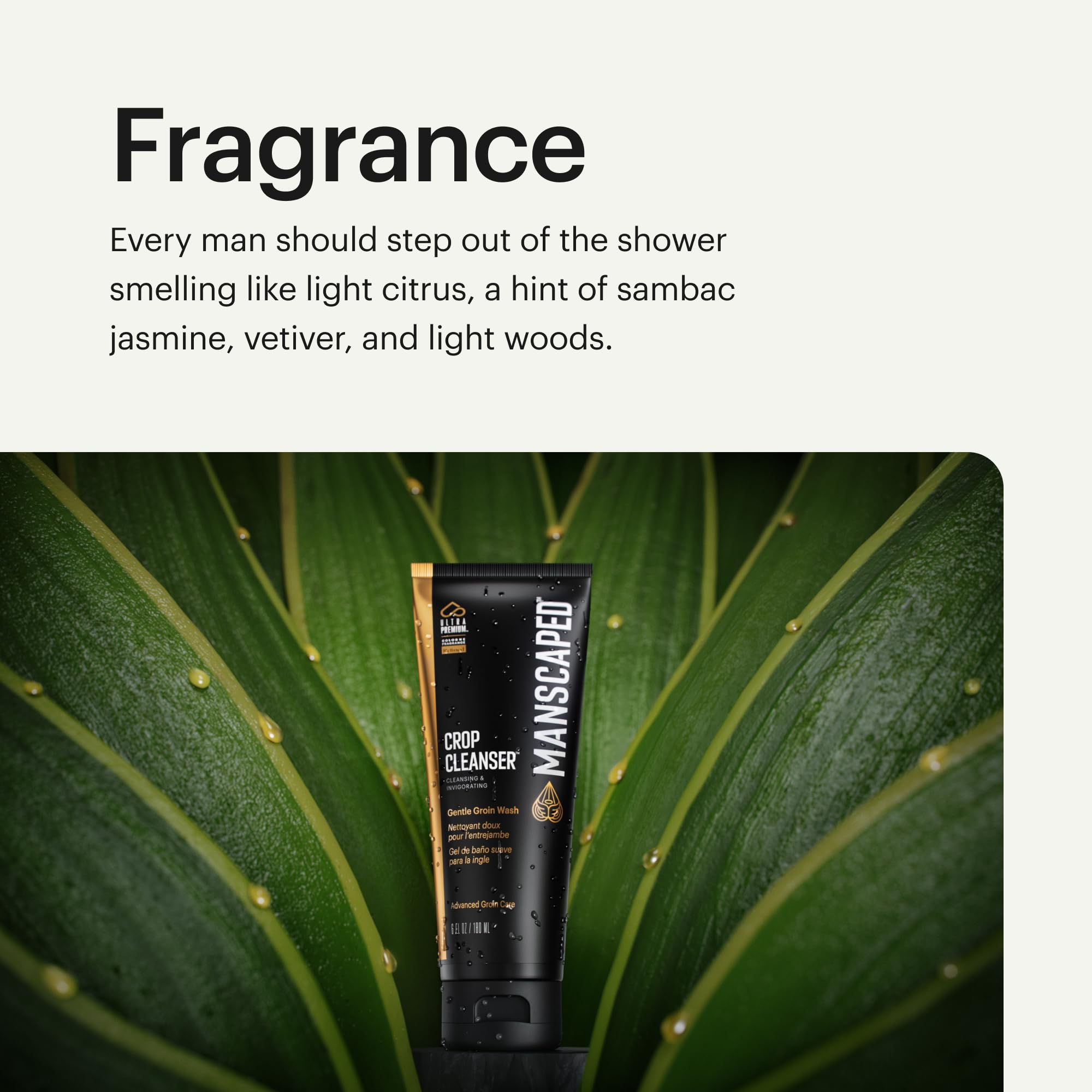 MANSCAPED Crop Cleanser: aloe para hidratación suave de la piel sensible.