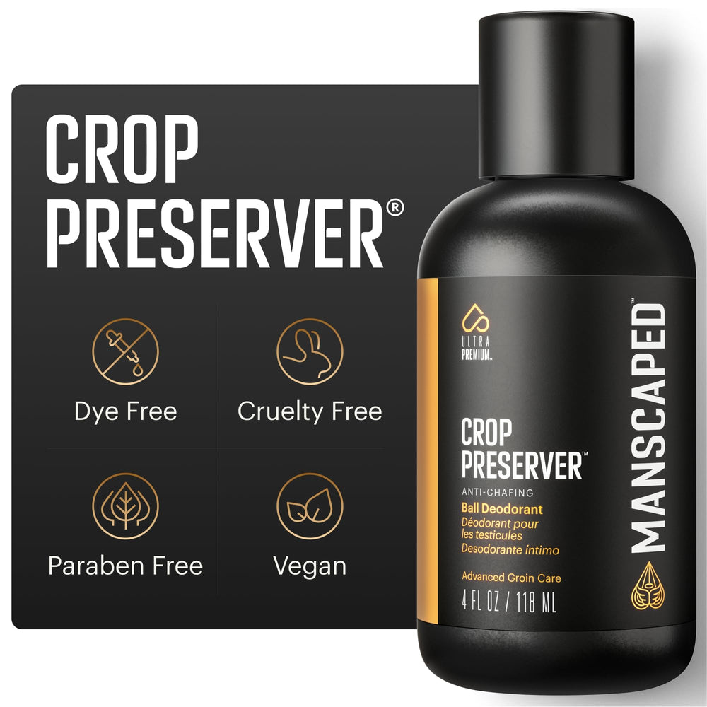 MANSCAPED Crop Preserver, botella 4 oz, cuidado diario para zonas sensibles con fragancia refinada.